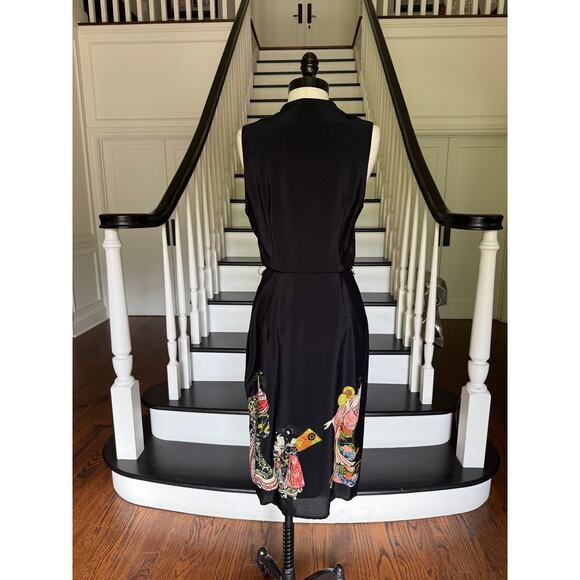 Vintage 90s Asian Japanese Black Dress Chic Minimal Wedding Guest Alt Punk Artsy - Picture 5 of 9